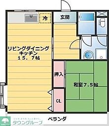ヤトダハイツ 1LDKの間取図画像