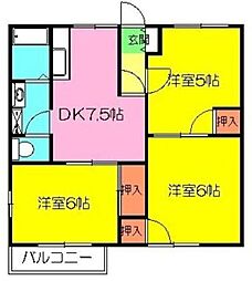 APAKITB号棟 3DKの間取図画像