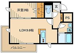クレールコート 1LDKの間取図画像