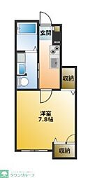 ケーズクレストガーデンB 1Kの間取図画像