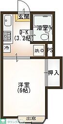パレスハシモト 1Kの間取図画像