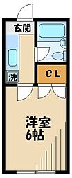 ハイツ土方B 1Kの間取図画像