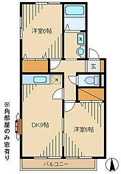クレスト1 2DKの間取図画像