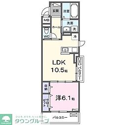 ランドブルーム 1LDKの間取図画像