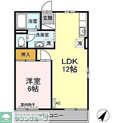 メゾン岡村 1LDKの間取図画像