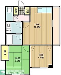 アーバンコート佐藤 2DKの間取図画像