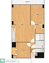 八王子元横山町マンション 2LDKの間取図画像