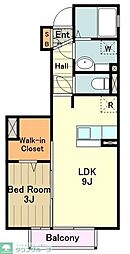 メルヴィーユ 1LDKの間取図画像