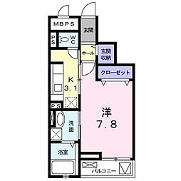 サニーレジデンス 1Kの間取図画像
