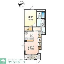 グローリア 1LDKの間取図画像