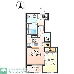 カスターニャ 1LDKの間取図画像