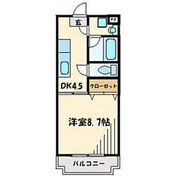 プリムヴェール 1DKの間取図画像