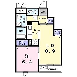 グランドソレーユ 1LDKの間取図画像