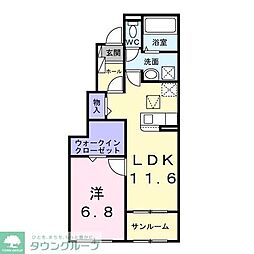 エルミス 1LDKの間取図画像
