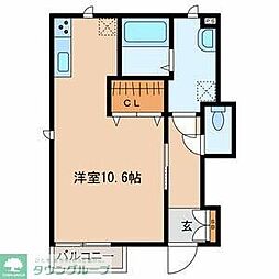 ピナクル 1階ワンルームの間取り