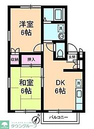 エステートピア・u2号棟 2DKの間取図画像