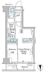 パークアクシス新宿百人町 1LDKの間取図画像