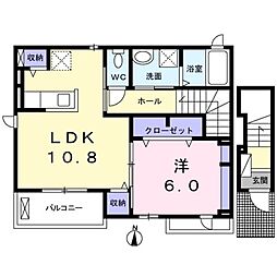 ヴィラ・メーラA 1LDKの間取図画像