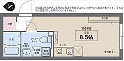 ココフラット新江古田 ワンルームの間取図画像
