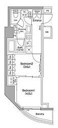 ザ・パークハビオ神楽坂 2Kの間取図画像