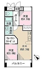 アビオン中野坂上 2DKの間取図画像