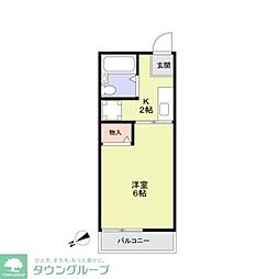 シティハイムオーク 1Kの間取図画像