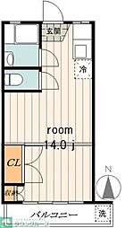 角取ビル ワンルームの間取図画像
