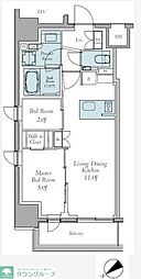 クレストコート東中野 2LDKの間取図画像