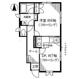 ヴェルドミール中井 1DKの間取図画像