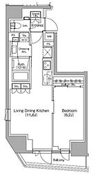 ザ・パークハビオ中野新橋 1LDKの間取図画像