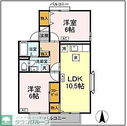 ドミール・KB棟 2LDKの間取図画像