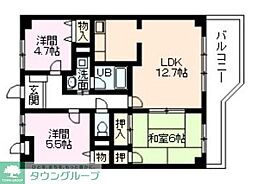 オークレイコート高松2 3LDKの間取図画像