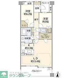 プラウド中野坂上 2LDKの間取図画像