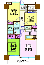 ダイアパレスおゆみ野2グランシャリオ 3LDKの間取図画像