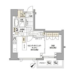 パークハビオ渋谷 1LDKの間取図画像