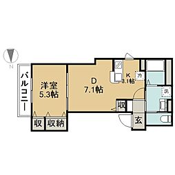 Mason Choupi 1DKの間取図画像
