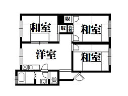 山本マンション 3DKの間取図画像