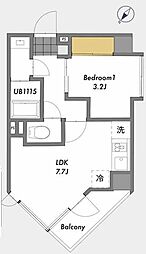 中銀高輪マンシオン 1LDKの間取図画像