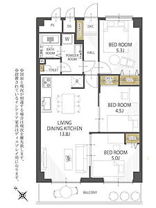 間取り：新規リノベーション済！4階62.37m2南西向き3LDK