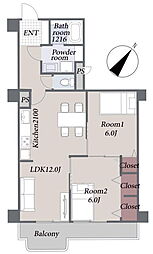 行徳第一アクウエリヤスハイツ 2LDKの間取図画像