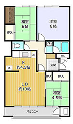 牡鹿台ハイツ8 3LDKの間取図画像
