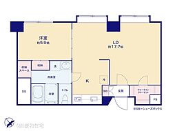 市川ハイマンション 1LDKの間取図画像