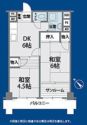 ハイライフ第一行徳 2DKの間取図画像