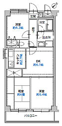 マック市川コート1 3DKの間取図画像