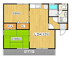 セジュールパティオ1 2LDKの間取図画像
