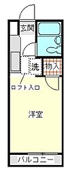 ハイツ1 1Kの間取図画像