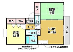 オランジェ曽根 2LDKの間取図画像