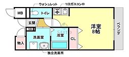ミール豊中 ワンルームの間取図画像