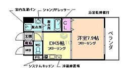 ウィスタリア三国 1DKの間取図画像