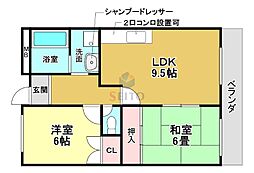 伊丹マンション 2LDKの間取図画像